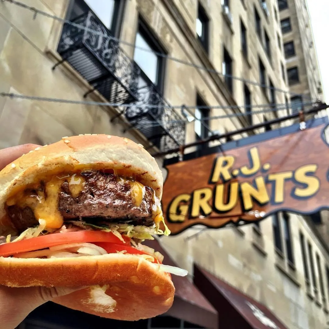 RJ Grunts Burger for January Burger of the Month at R.J. Grunts