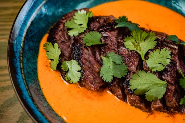 Coconut Marinated Steak "Bavette" at The Franklin Room photo credit: Sanjib Karmakar
