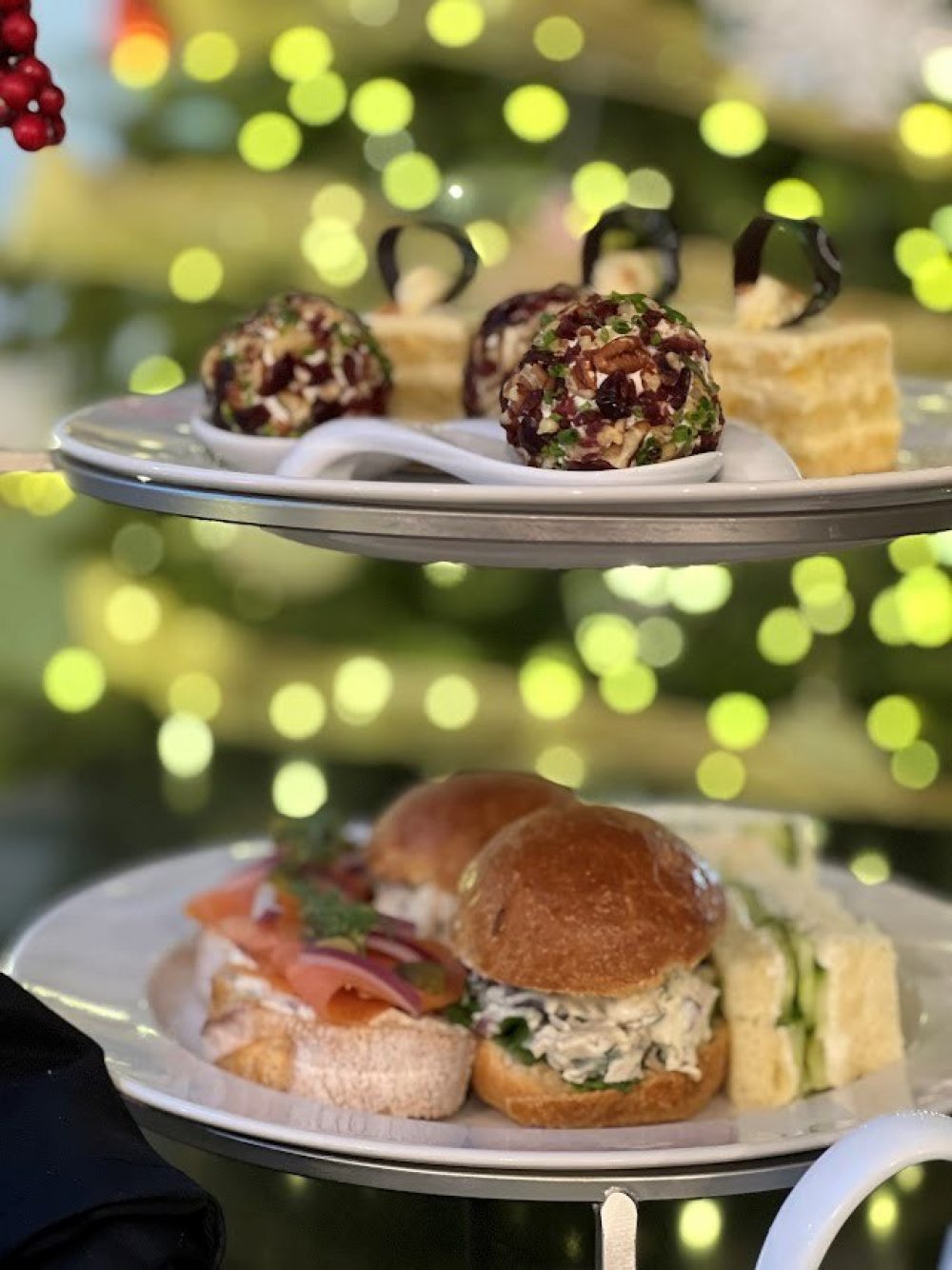 Savory finger sandwiches (above) and canapes (below) are a wonderfully satisfying part of Verzênay Chicago's Holiday Tea Service. Photo credit Verzênay