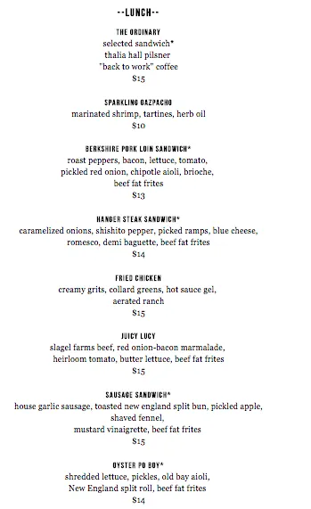 Duseks lunch menu for Dusek's Introduces Anything but 'Ordinary' Lunch
