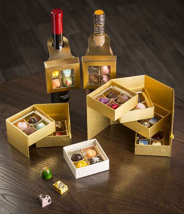Choclate Wine Gold Tiered Boxes 2 for The Chocolate Sanctuary Sweetens Up Holiday Shopping