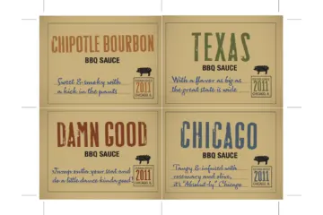 PC BBQLabels for Porkchop Bottles Four Variations of its Famous BBQ Sauce