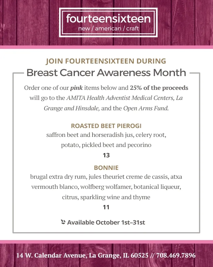 Image for Breast Cancer Awareness Month at fourteensixteen