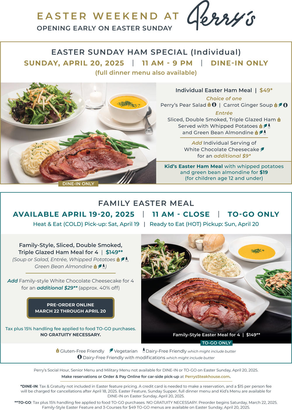 Image for Easter Dining Options at Perry’s Steakhouse & Grille