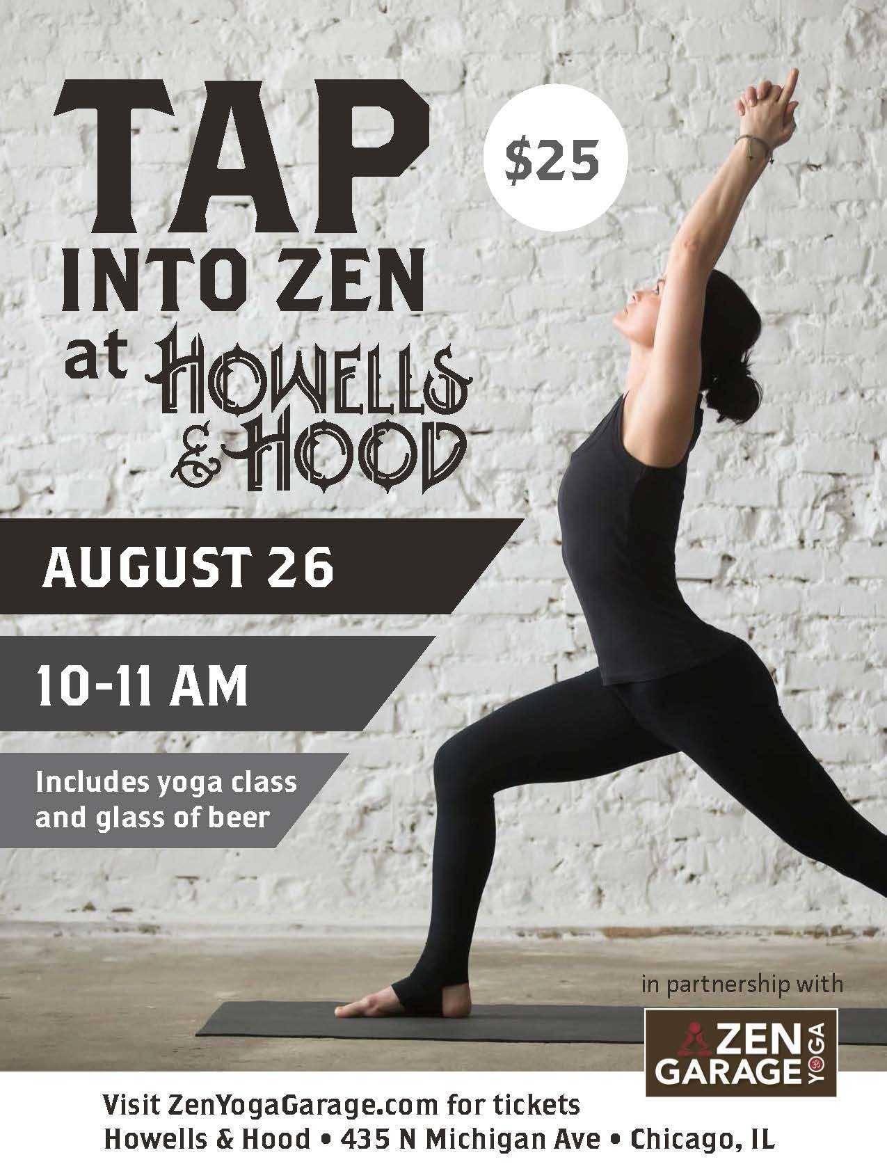 August 2018 Zen Yoga Howellshood for Tap into Zen at Howells & Hood, August 26