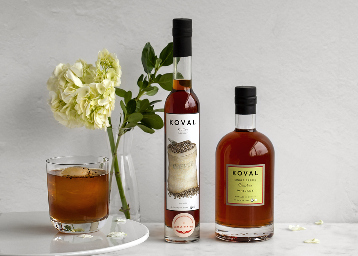 Awakened Old Fashioned Bottles for KOVAL Distillery Announces Partnership with Intelligentsia Coffee