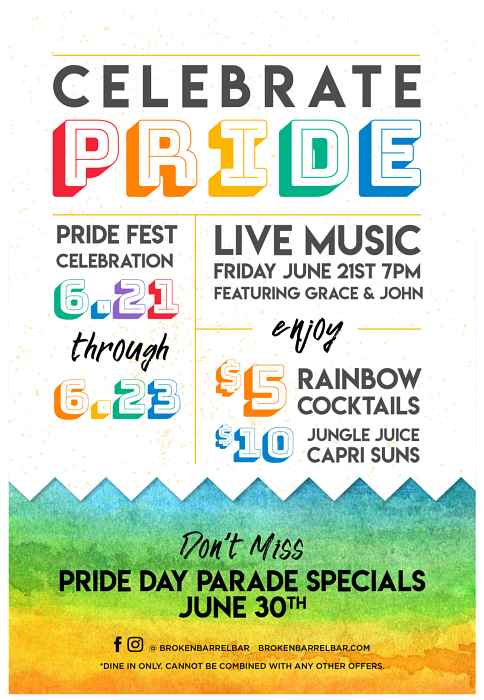 Bb Pride Week Web for Pride Fest & Pride Parade Celebration at Broken Barrel Bar