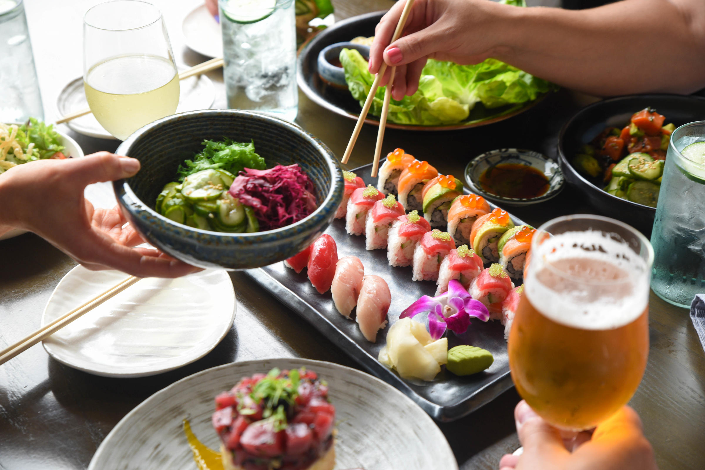 Blue Happy Hour Spread for Blue Sushi Sake Grill Opens in Lincoln Park