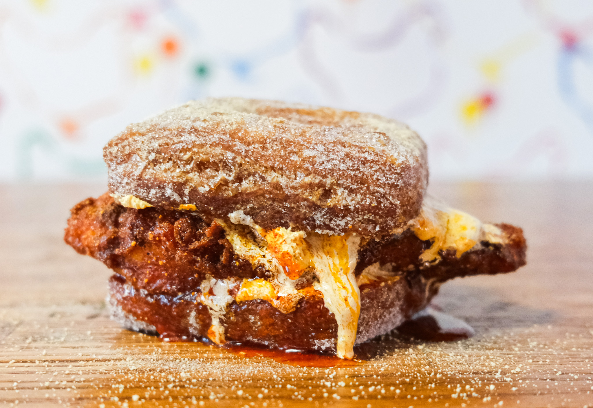 Croissant Donut Chicken Sandwich for Fry The Coop and Stan's Donuts Collab for National Donut Day, June 7th