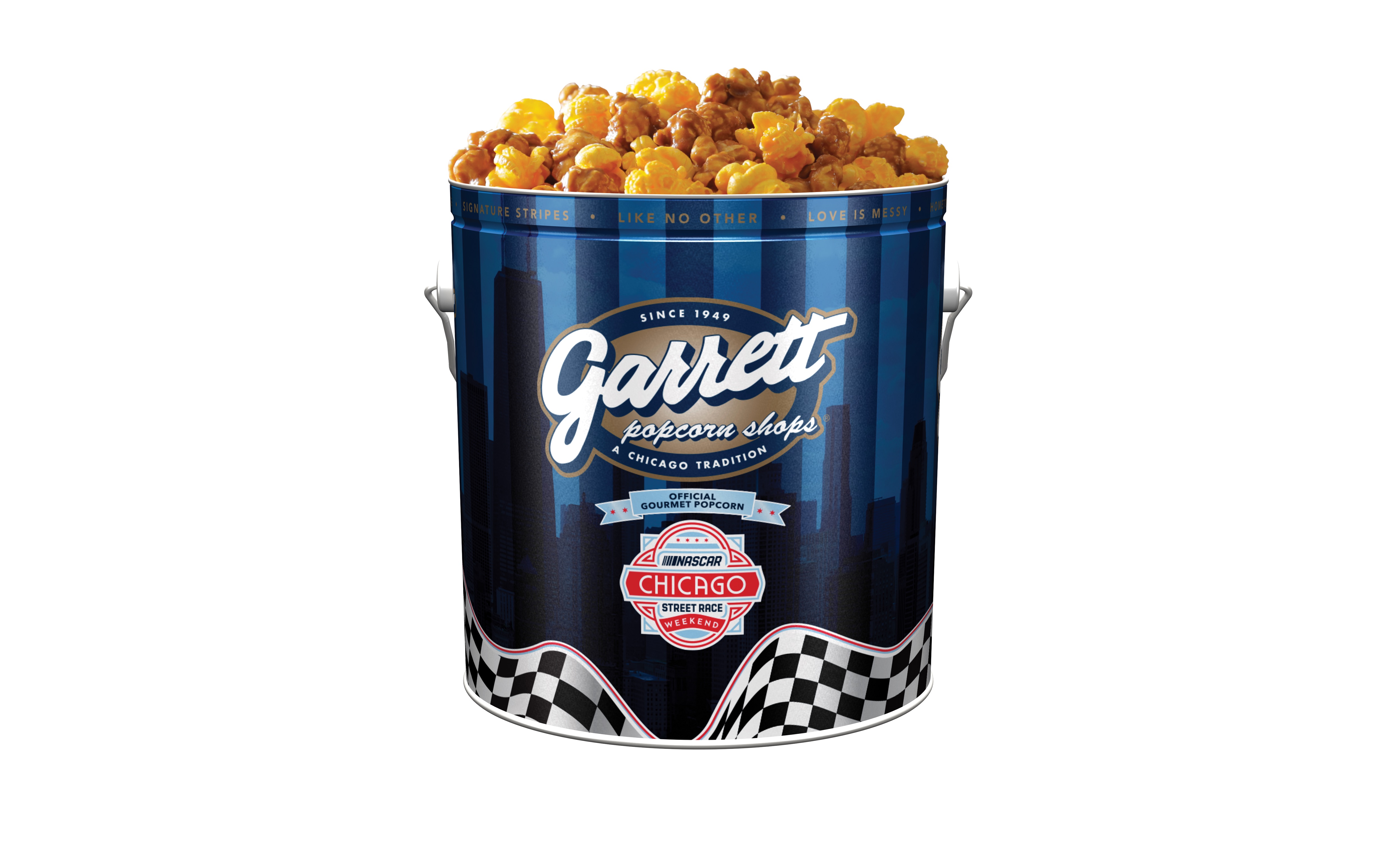 Classic Nascar Gmix for Garrett Popcorn Shops Launches NASCAR Chicago Street Race Tin