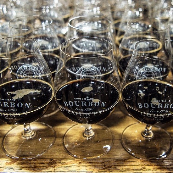 Goose Glasses Multiple 2 for Goose Island Bourbon County Brand Stout Fest at Tuman’s Tap & Grill