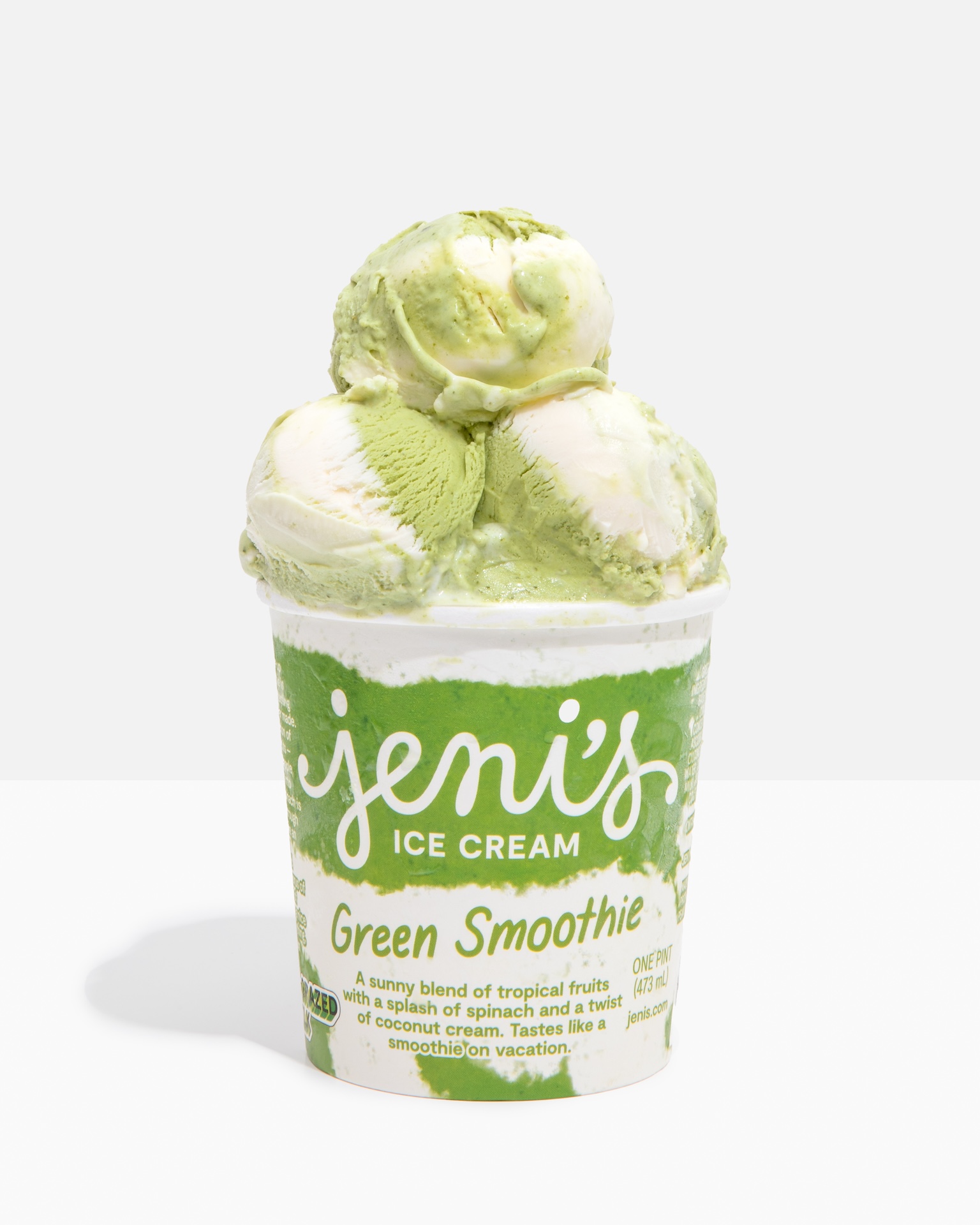 Green Smoothie Volcano Pint Gray for Jeni’s New Green Smoothie Flavor – Now Available at Chicagoland Scoop Shops