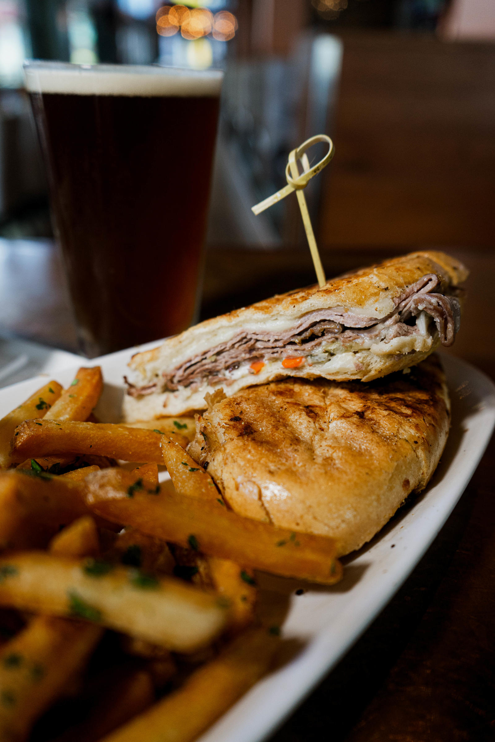 Italian Beef Panini for LTO Offering from City Works Eatery & Pour House for American Craft Beer Week