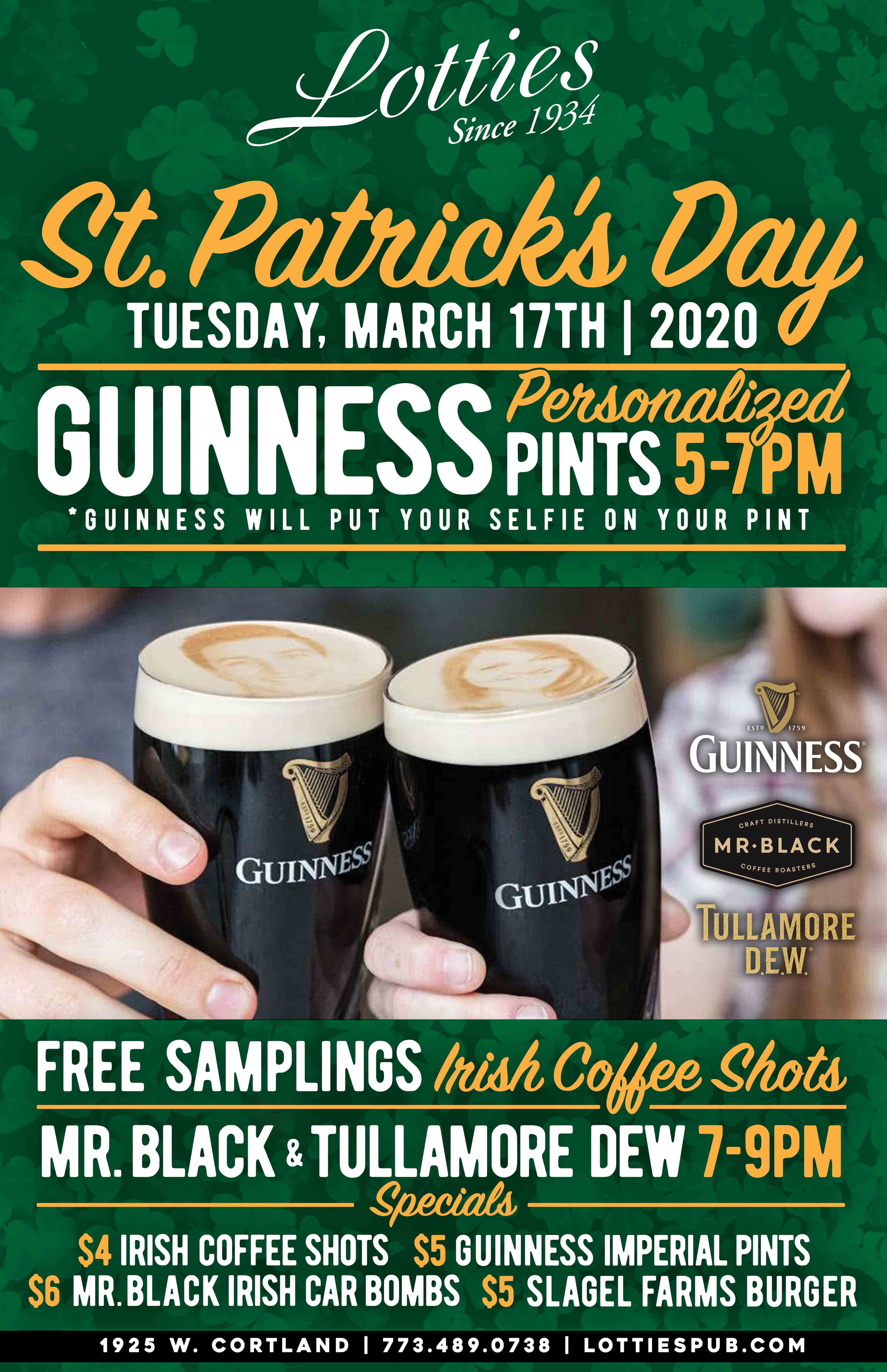 Lotties Guinness Pint Glass Selfie for St. Patrick's Day at Lottie's