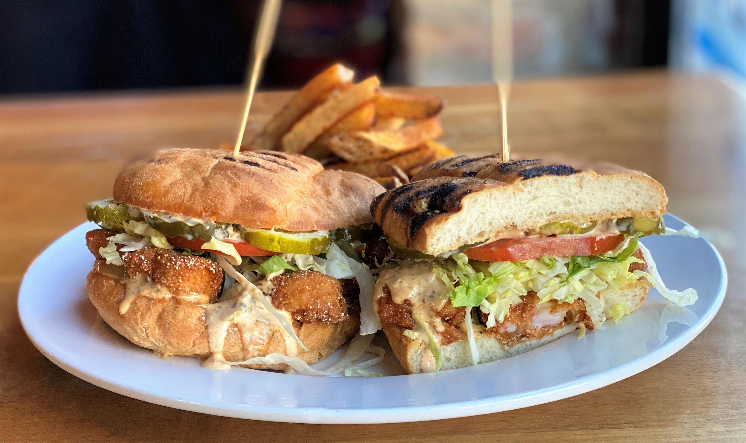 Macs Wood Grilled Shrimp Po Boy 2 8 21 for Mardi Gras Specials at Mac’s Wood Grilled