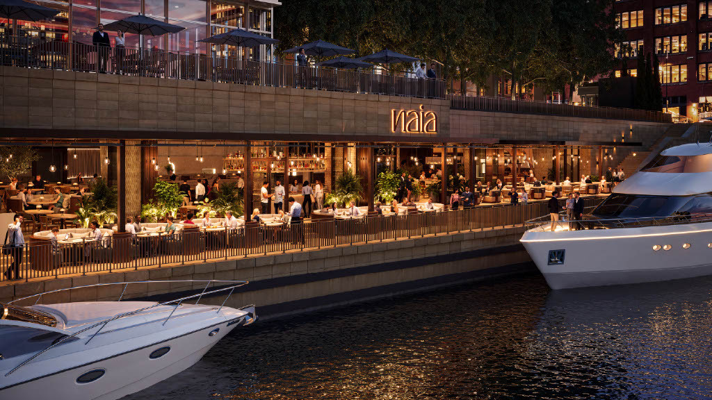 Naia Rendering for DineAmic Hospitality to Debut NAIA, a Pan Mediterranean Restaurant on the Chicago Riverwalk