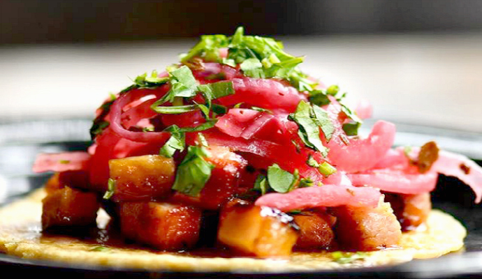 Pork Belly Cover for Rojo Gusano $39 Valentine's Menu