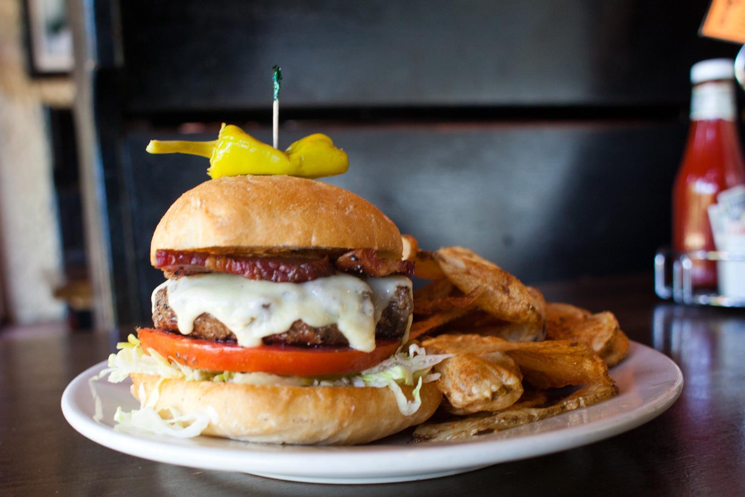 RJ Grunts Burger for February Burger of the Month at R.J. Grunts