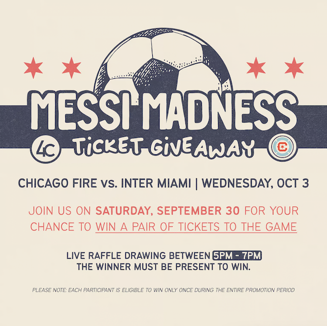 Image for Score Tickets for Upcoming Chicago Fire v. Inter Miami Match with Four Corners Restaurant Group