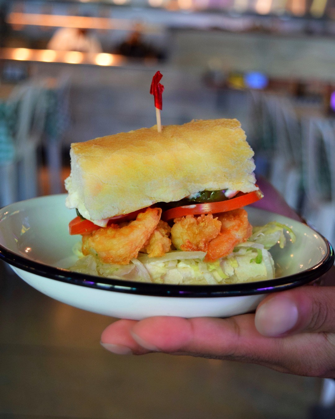 Shrimp Po Boy for Catch the March Madness Championship & Win Free Po Boys from Daisy's Po'Boy & Tavern