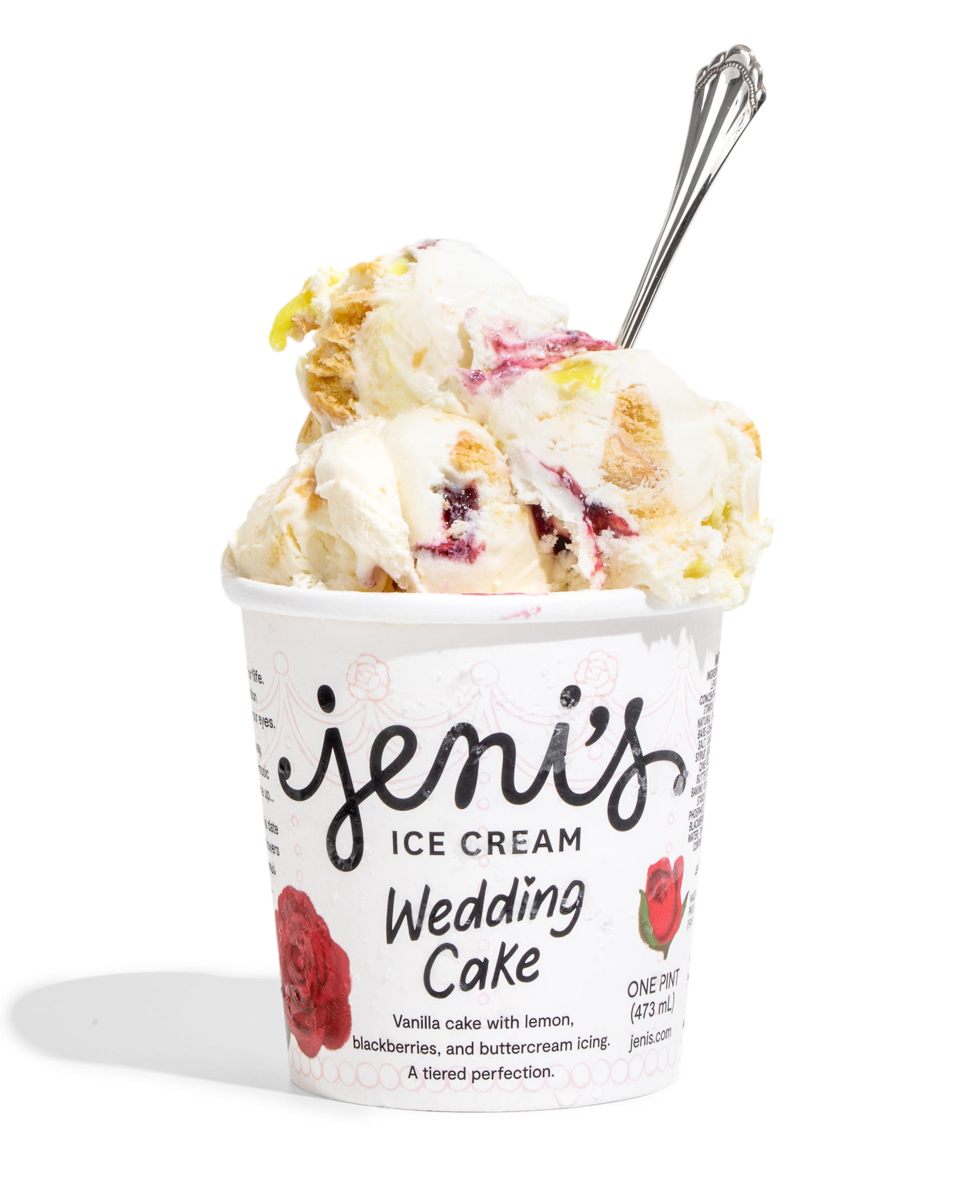 Wedding Cake Volcano Pint Ecomm White for Jeni’s New Wedding Cake Flavor Now Available at Chicagoland Scoop Shops