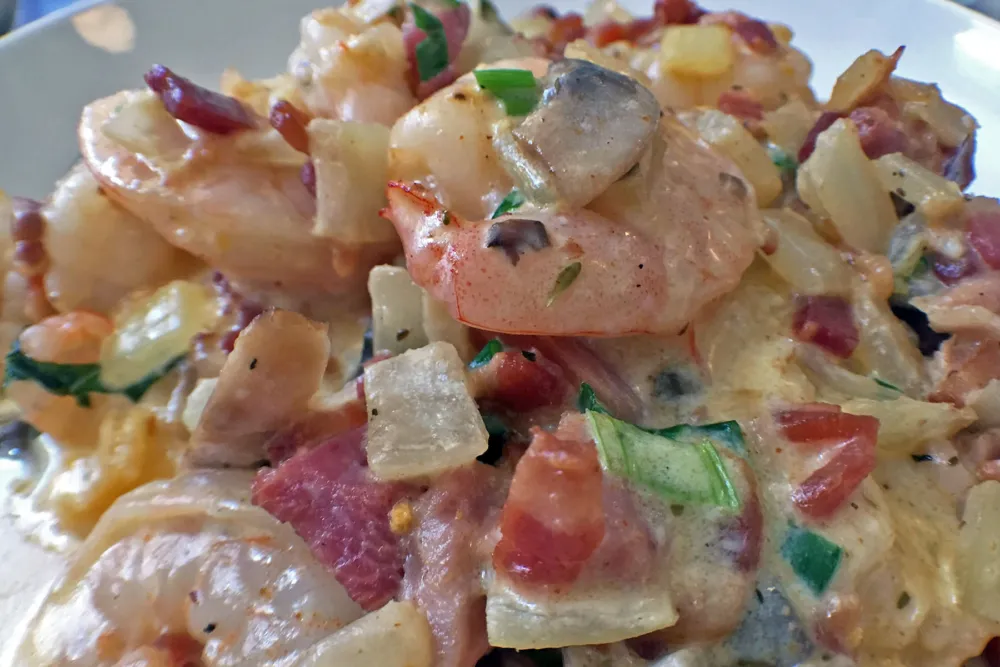 Ham, Shrimp, Bacon and Grits. Enough said. for Fahlstrom's Fresh Seafood Market Brings Brunch Classics to Lakeview