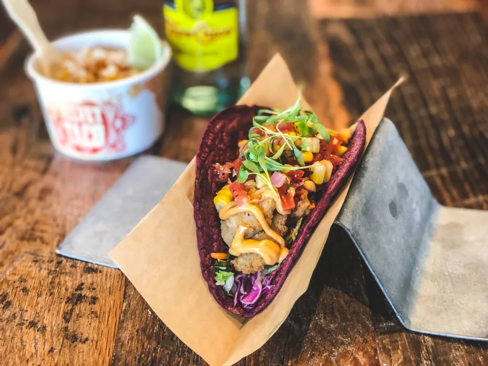 Gator Gras Taco Photo Courtesy of Velvet Taco for Where to Get Your Mardi Gras On in Chicago