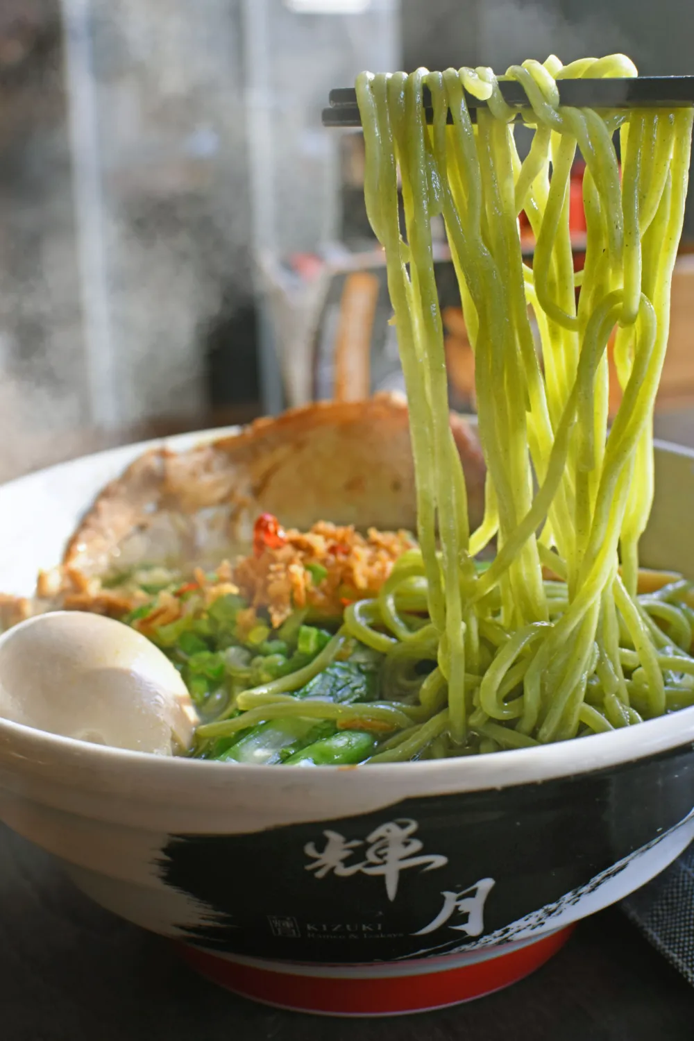 Kale Noodles at Kizuki Ramen (Photo Credit: Vanessa Vu Designs) for Dye the River Green St. Patty's Day Specials in Chicago