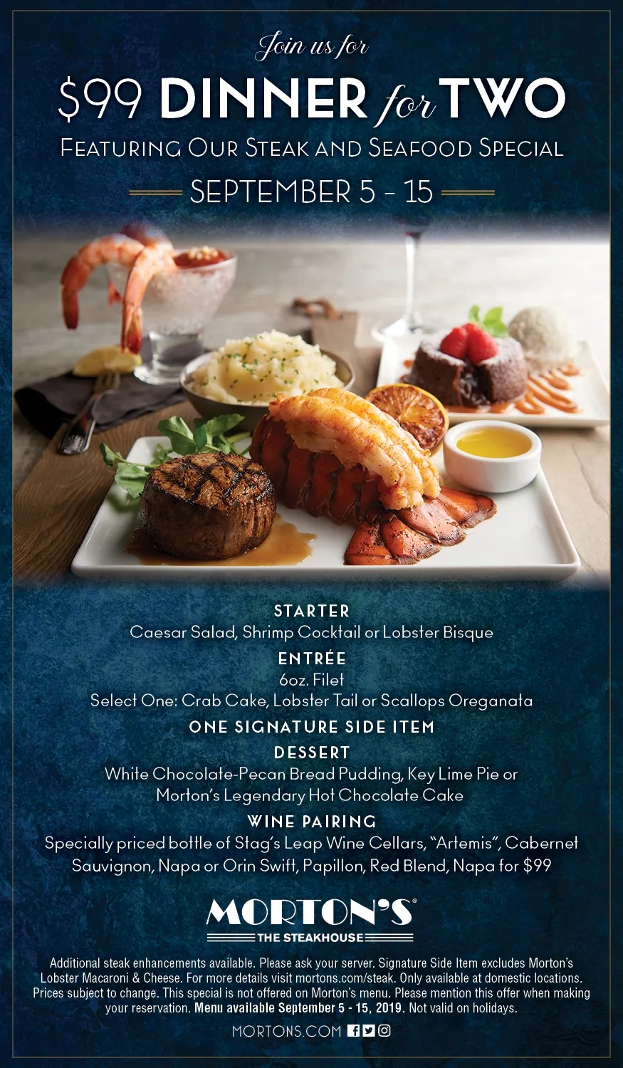 Image for Morton's Steakhouse Steak and Seafood Special