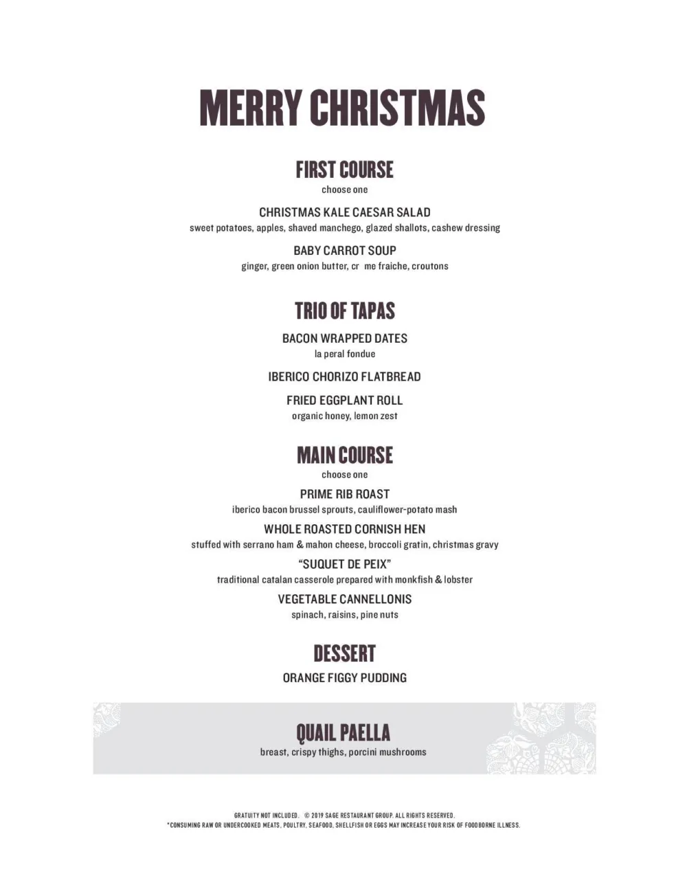 Mercat Christmas Menu