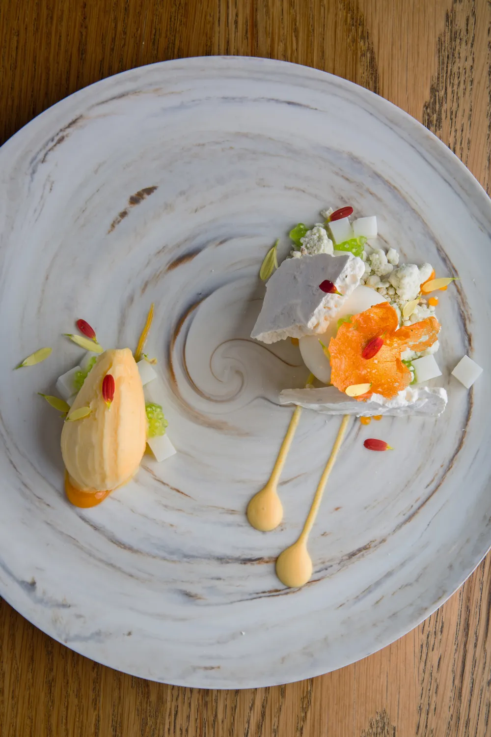 Thai Dyed Pie from Executive Pastry Chef Caroline Kolaja, George Trois Group Photo credit: Tom Gavin