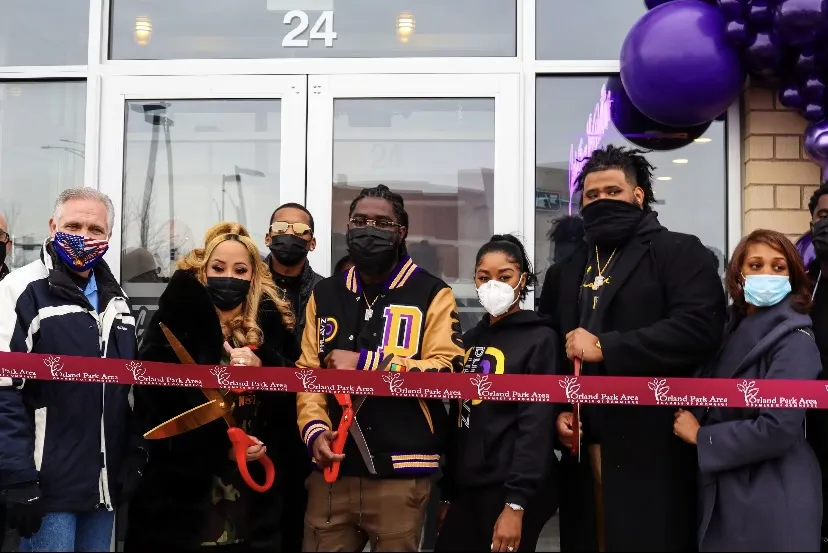 Owners Chef Fab, Andrew Bonsu and Phil Simpson cut the ribbon at the opening ceremony on January 30th. (Photo courtesy of FLXASH Media) for Chicago Eateries, Can’t Believe It’s Not Meat and Phlavz Bar and Grille, Open Second Locations Together in Orland Park