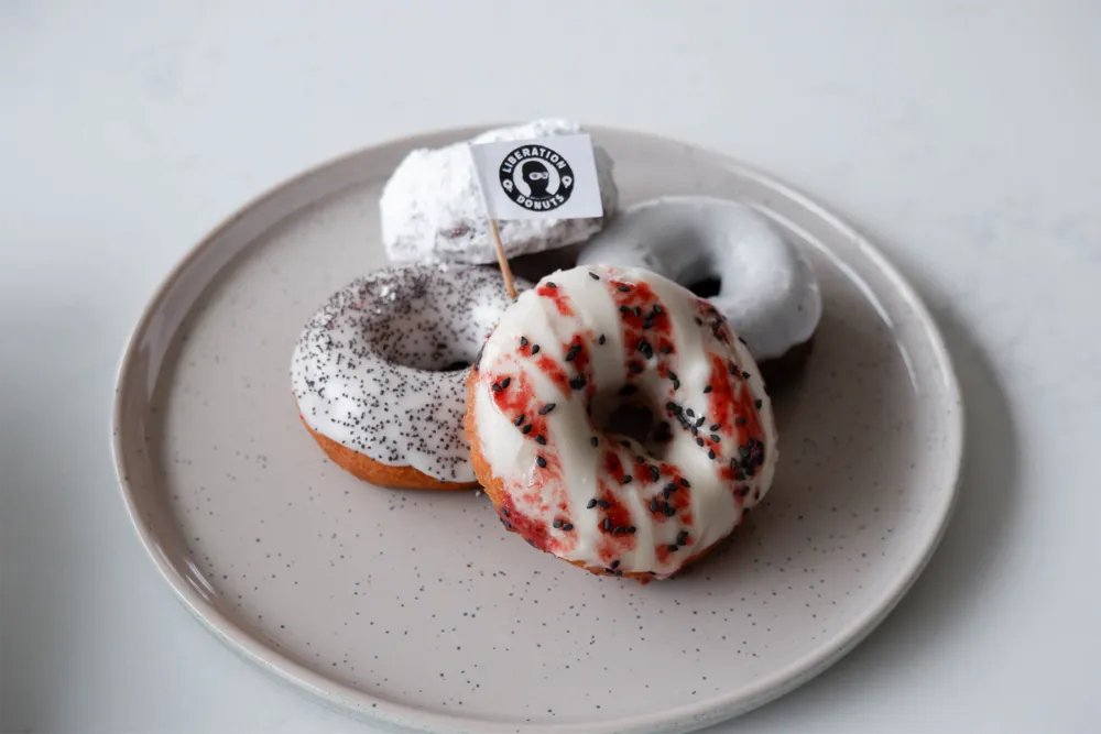 Counter clockwise from the bottom: Resistance, Total Liberation, Undercover and Beach Cow for We Ate All the Donuts at Liberation Donuts and Have the Pics to Prove It