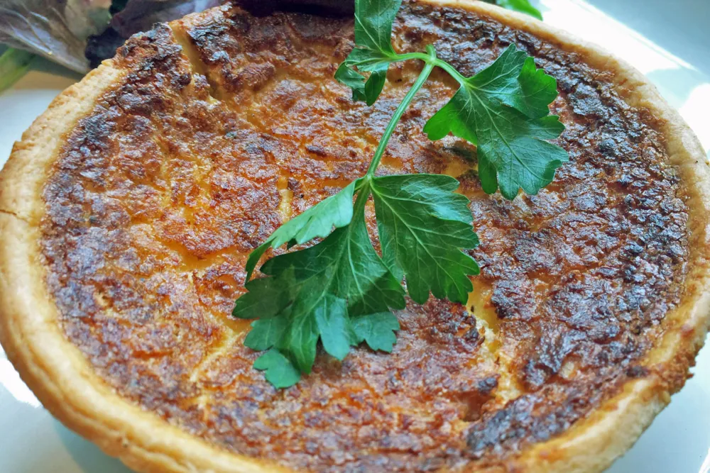Quiche Lorraine with rosemary ham and Gruyere cheese for It's Time for Brunch at Fig & Olive