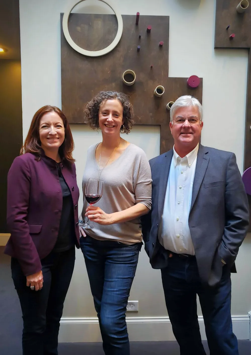 Kim Bosse with Ted Edwards and Kristy Melton of Freemark Abbey. (Photo courtesy of Birch Road Cellar) for CFM Asks: Kim Bosse, Co Founder of Birch Road Cellar, a Members Only Neighborhood Clubhouse