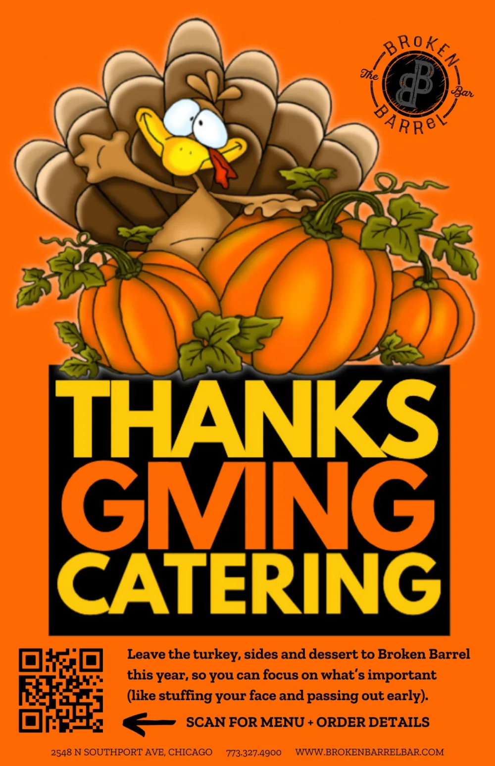 Poster courtesy of Broken Barrel Bar for Enjoy a Thanksgiving or Friendsgiving Feast at These Chicago Restaurants