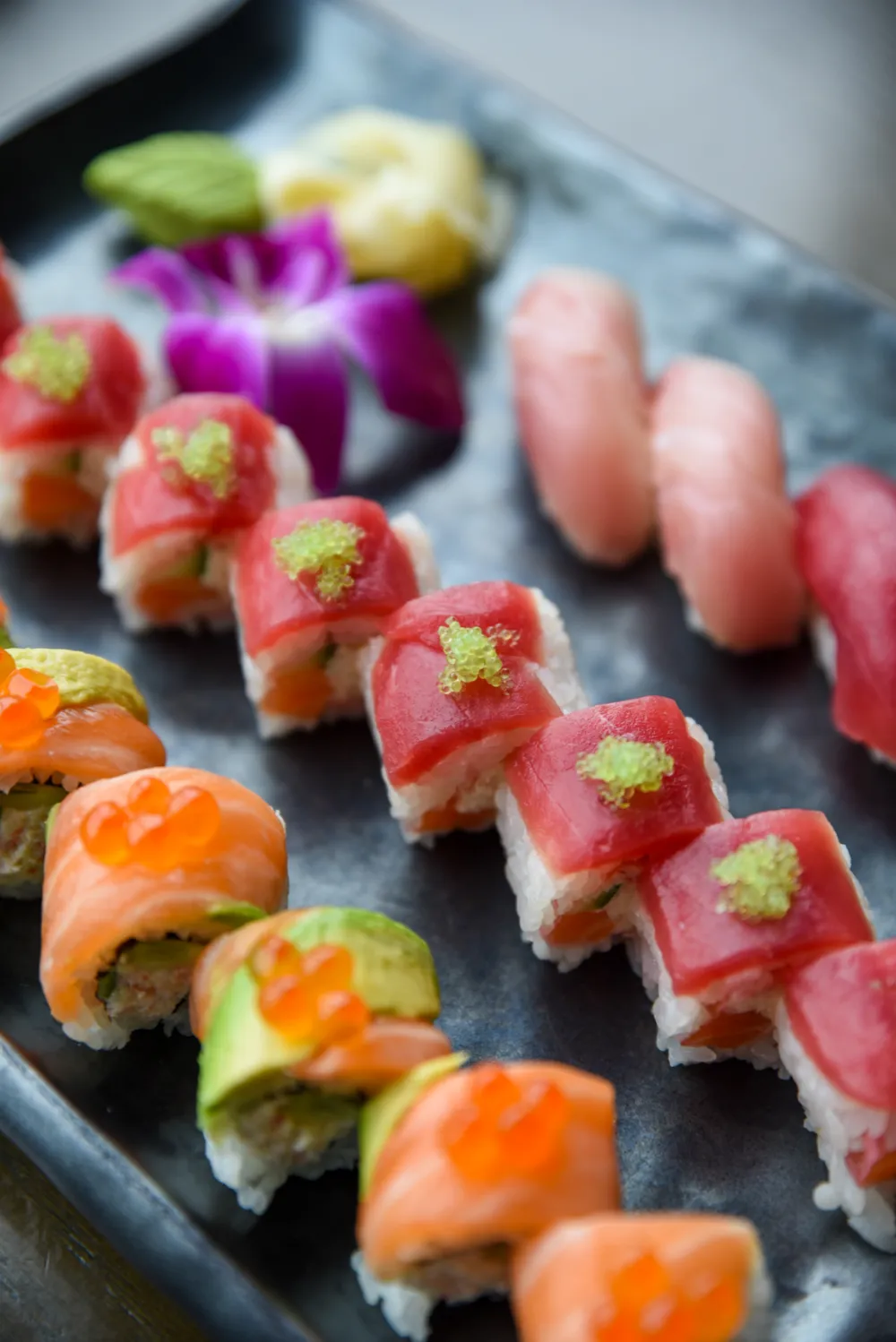 The Alaska Roll and Pretty in Pink Maki (Photo courtesy of Blue Sushi Sake Grill) for Into the Blue (Sushi Sake Grill)