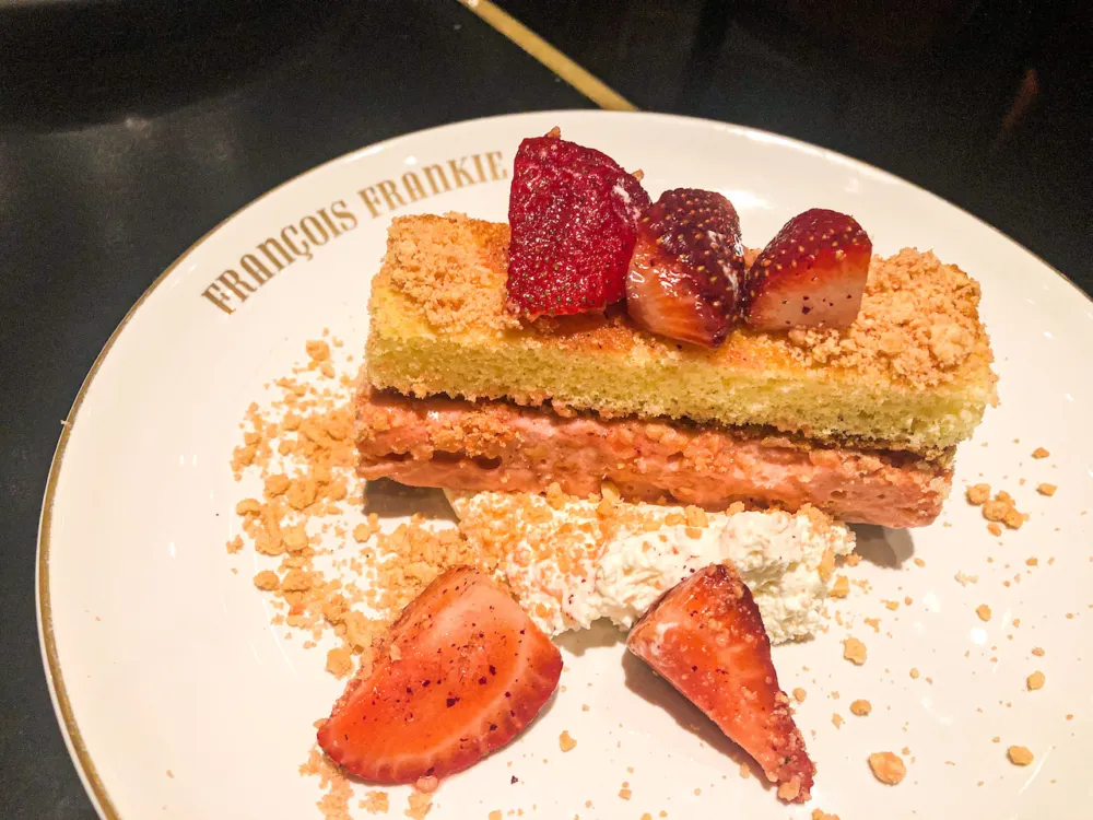 Strawberry Ice Cream Cake for Taking a Spin Around France (and the Bar!) at Francois Frankie