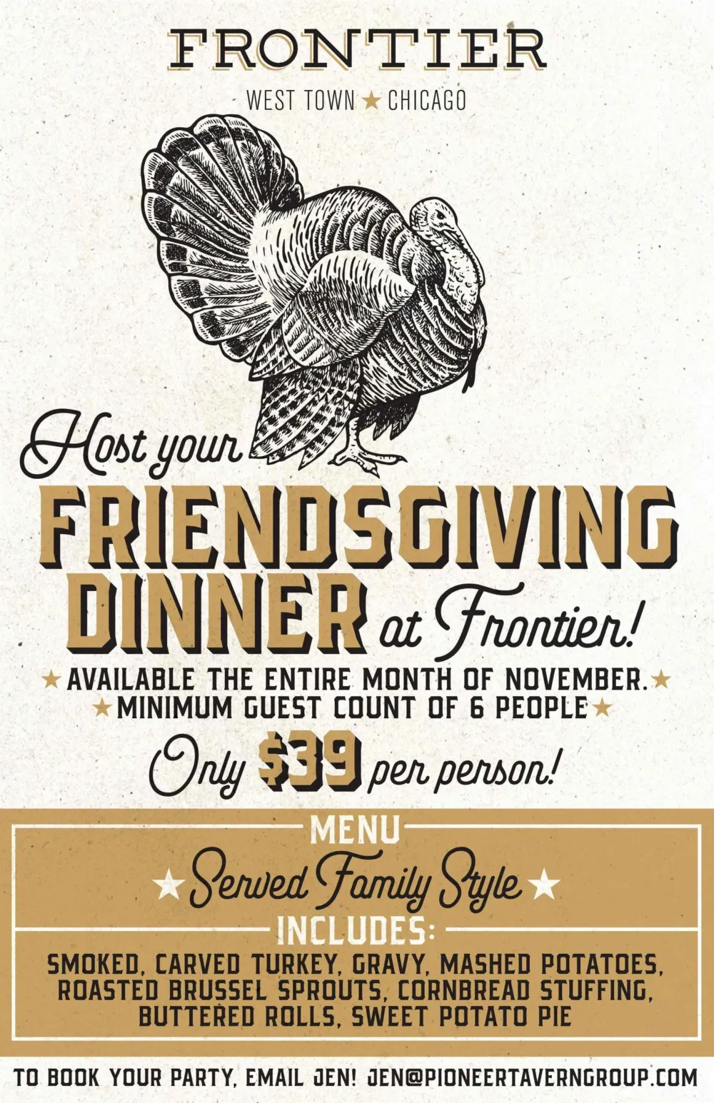 Flyer courtesy of Frontier for Where to Feast in Chicago this Thanksgiving