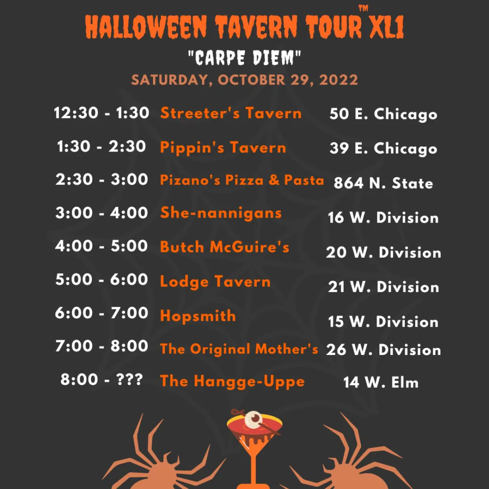 Flyer courtesy of Lodge Management Group for Trick or Treat: Where to Celebrate Halloween 2022 in Chicago