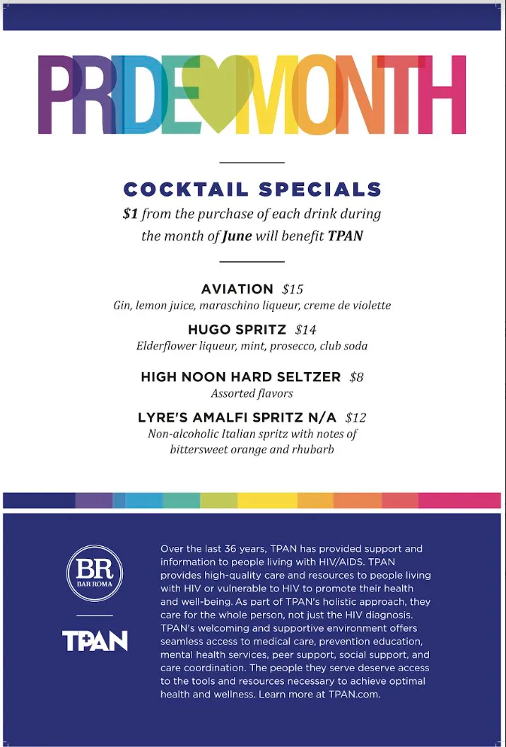 Screen Shot 2023 05 25 At 4 21 26 Pm for Pride Month Cocktails at Bar Roma