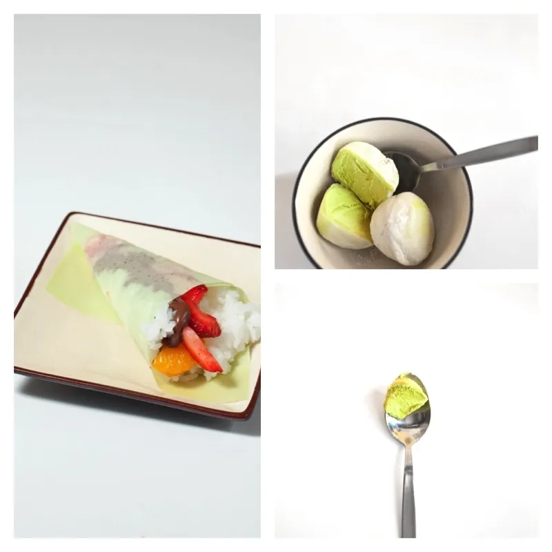 Fruitella Dessert Roll and Green Tea Mochi for Rolling Out the Sushi at How Do You Roll?