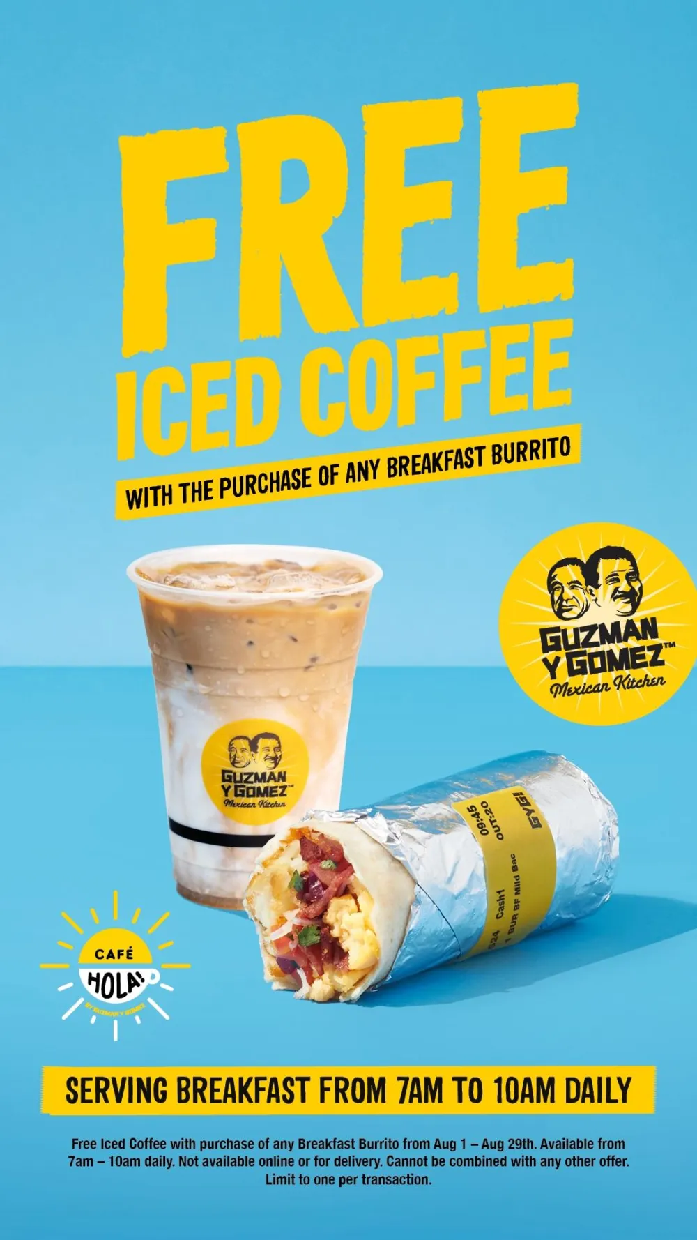 Flyer courtesy of Guzman y Gomez for Where to Wake Up or Stay Up for National Coffee Month