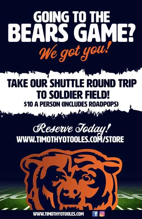 Bear Bus Poster 2022 C for Bears Game Days at Timothy O'Toole's Pub