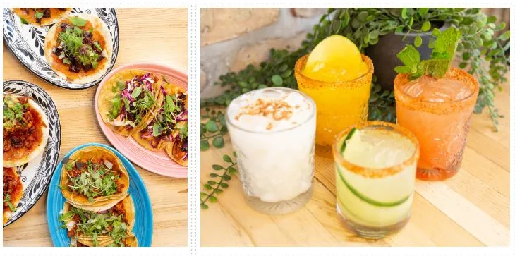 Food Platters And Cocktails Collage for Moe’s Cantina and La Luna Celebrating Hispanic Heritage Month