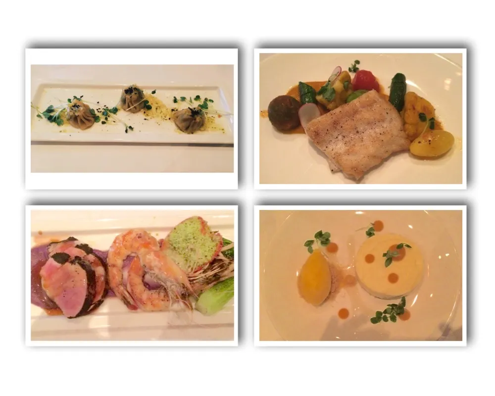 Shrimp Shumai, Hawaiian Opakapaka, Kona Coffee Pork, White Chocolate Tart for Taste the Hawaiian Islands with Roy’s
