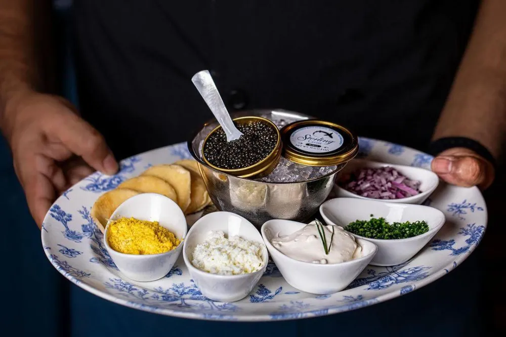 Caviar Service Gene Georgetti for Where to Treat Momma for Mother's Day 2024