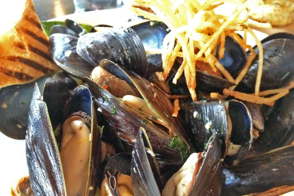 Mussels with Chorizo and Chimichurri for Up Your Lunch Game at Feast in Bucktown