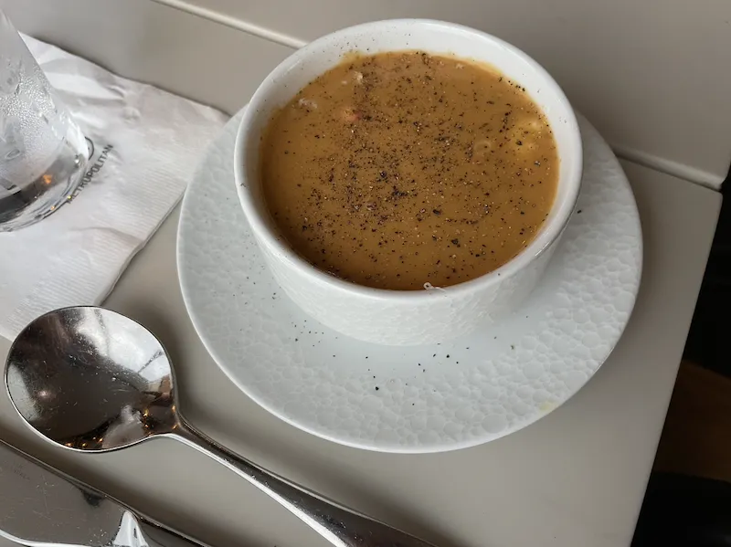 Lobster Bisque after the tableside pour for CFM Asks: Dominique LeBlanc Beers, Director of Food and Beverage at The Metropolitan