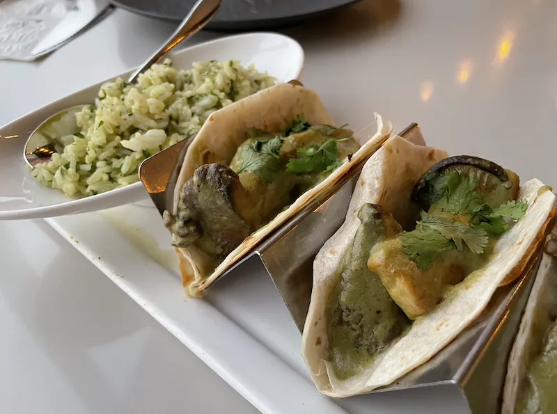 The Mole Verde Mushroom tacos on the Latin inspired Summer menu for CFM Asks: Dominique LeBlanc Beers, Director of Food and Beverage at The Metropolitan